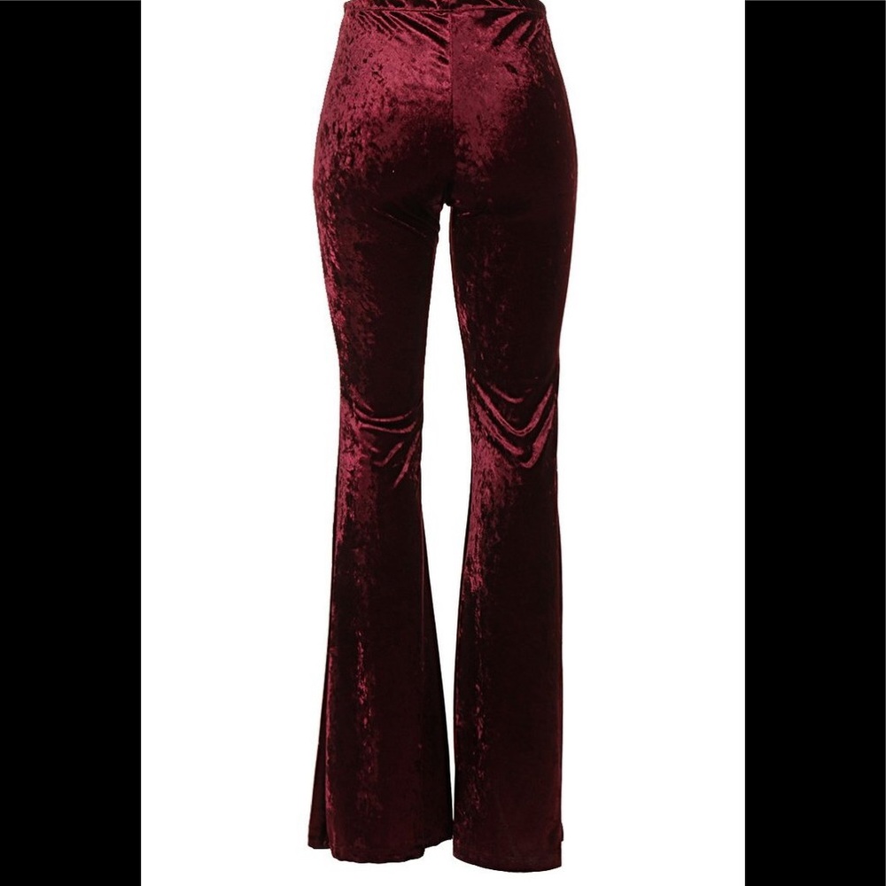Cranberry Red Velvet flared leggings
